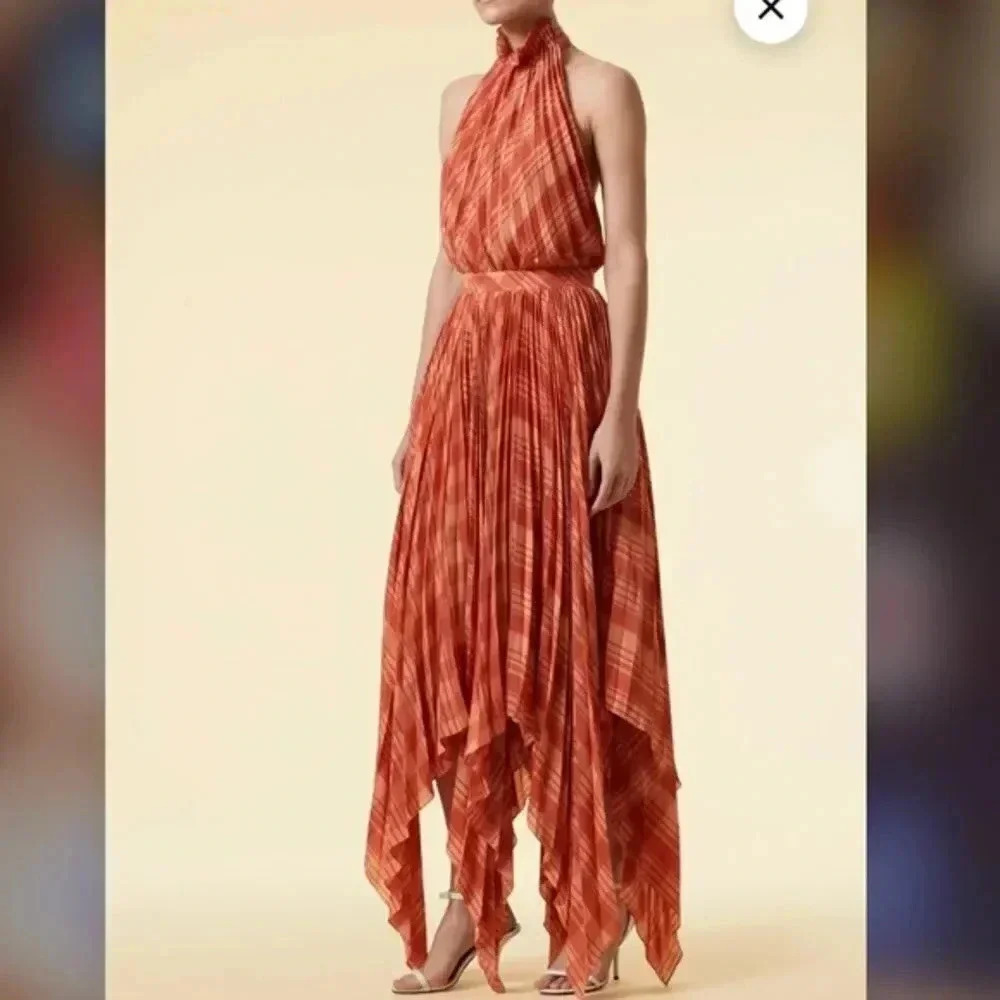 Altuzarra Halter neckline Dahlia' Dress - cayenne/canyon clay
